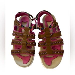 RYKA Damsel Sandals Size 8.5 Comfortable Adjustable Brown Pink